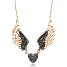 Cey jewelry Gümüş Kanatlı Kalp Bayan Kolye