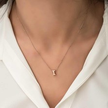 Cey jewelry Gümüş Rose 3 Boyutlu I Harf Bayan Kolye