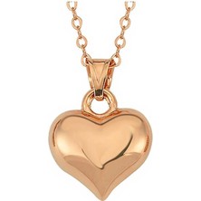 Cey jewelry Gümüş Rose 3 Boyutlu Kalp Kadın Kolye