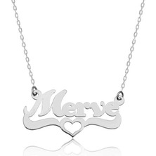 Cey jewelry Gümüş Kişiye Özel Kalpli Isim Kolye