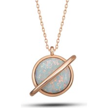Cey jewelry Gümüş Rose Opal Taşlı Gezegen Kadın Kolye