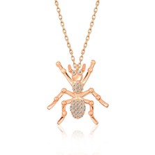 Cey jewelry Gümüş Rose Örümcek Bayan Kolye