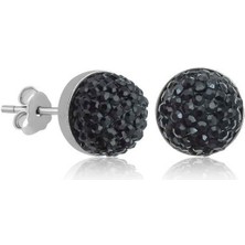 Cey jewelry Gümüş Siyah Kristal Çivili Kadın Küpe