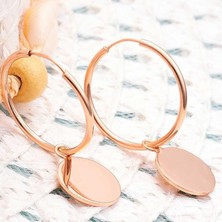 Cey jewelry Gümüş Rose Sallantılı Halka Kadın Küpe