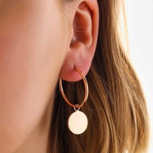 Cey jewelry Gümüş Rose Sallantılı Halka Kadın Küpe
