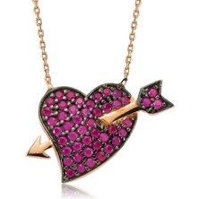 Cey jewelry Gümüş Pembe Aşk Oku Bayan Kolye