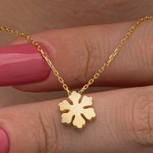 Cey jewelry Gümüş Gold Minimal Kar Tanesi Kadın Kolye