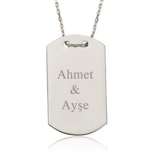 Cey jewelry Gümüş Isimli Asker Künyesi Bayan Kolye