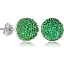 Cey jewelry Gümüş Yeşil Kristal Çivili Kadın Küpe