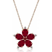 Cey jewelry Gümüş Rose Kırmızı Kamelya Çiçeği Kolye