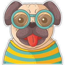 Sticker Usta Gözlüklü Sevimli Köpek Sticker 00273