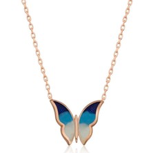 Cey jewelry Gümüş Rose Minimal Kelebek Bayan Kolye