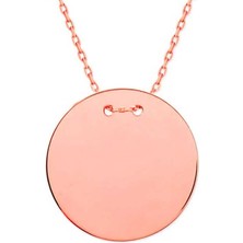 Cey jewelry Gümüş Rose Yuvarlak Plaka Kolye
