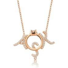 Cey jewelry Gümüş Tek Taş Aşk Bayan Kolye