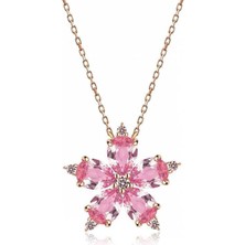Cey jewelry Gümüş Rose Pembe Kamelya Çiçeği Kolye