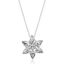 Cey jewelry Gümüş Beyaz Lotus Çiçeği Bayan Kolye