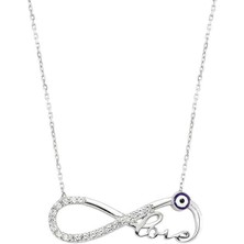 Cey jewelry Gümüş Nazarlı Sonsuzluk Love Bayan Kolye