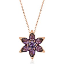 Cey jewelry ​gümüş Rose Mor Çiçek Kolye