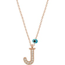 Cey jewelry Gümüş Nazar Rose J Harfi Kadın Kolye