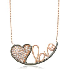 Cey jewelry Gümüş Kalpli Love Bayan Kolye