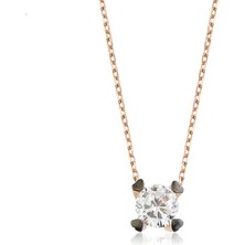 Cey jewelry Gümüş Kalpli Tek Taş Bayan Kolye