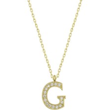 Cey jewelry Gümüş Gold G Harfi Kadın Kolye