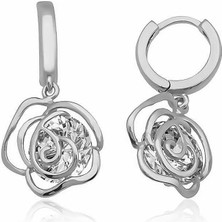 Cey jewelry Gümüş Sallantılı Gül Kadın Küpe