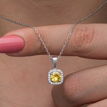 Cey jewelry Gümüş Sarı Baget Taşlı Kadın Kolye