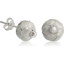 Cey jewelry Gümüş Kazaziye Örgü Çivili Küpe