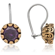 Cey jewelry Gümüş Mor Otantik Küpe