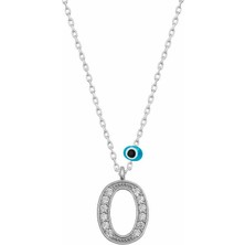 Cey jewelry Gümüş Nazar Rodyum O Harfi Kadın Kolye
