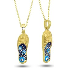 Cey jewelry Gümüş Gold Nazar Kapalı Terlik Kadın Kolye
