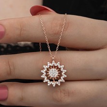 Cey jewelry Gümüş Rose Güneş Kadın Kolye