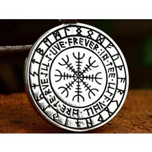 Çift Taraflı Kullanım Iskandinav Mitoloji Geri- Freki Kurt Kolye -Viking Madalyon Kolye