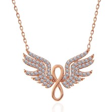 Cey jewelry Gümüş Rose Melek Kanadı Sonsuzluk Kadın Kolye