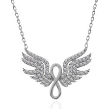 Cey jewelry Gümüş Melek Kanadı Sonsuzluk Kadın Kolye