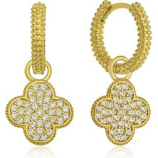 Cey jewelry Gümüş Halka Yonca Bayan Küpe