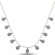 Cey jewelry Gümüş Rose Damla Nazarlı Şans Kadın Kolye