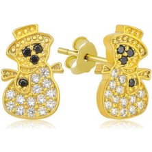 Cey jewelry Gümüş Gold Kardan Adam Kadın Küpe