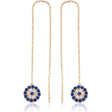 Cey jewelry Gümüş Zincirli Nazar Küpe