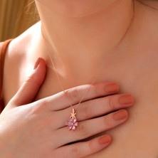 Cey jewelry Gümüş Rose Pembe Sevgi Çiçeği Kadın Kolye