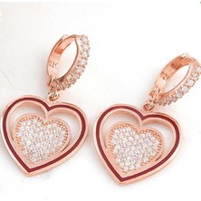 Cey jewelry ​gümüş Rose Sallantılı Kalp Kadın Küpe