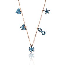 Cey jewelry Gümüş Firuze Taşlı Şans Kolyesi