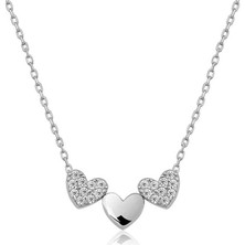 Cey jewelry ​gümüş Üç Kalp Kolye