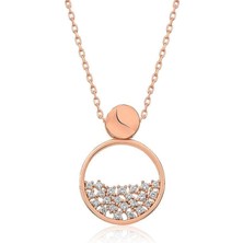 Cey jewelry Gümüş Rose Çiğ Damlası Bayan Kolye