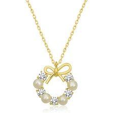 Cey jewelry Gümüş Gold Inci Kurdele Kadın Kolye