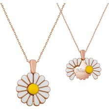 Cey jewelry Gümüş Rose Kişiye Özel Papatya Kolye