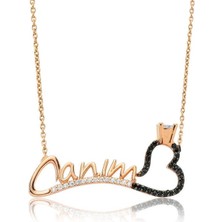 Cey jewelry Gümüş Canım Yazılı Tek Taş Kalp Bayan Kolye