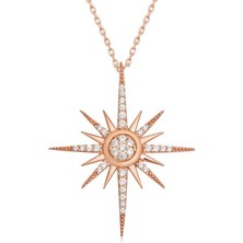 Cey jewelry Gümüş Rose Kutup Yıldızı Kadın Kolye