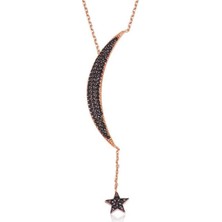 Cey jewelry Gümüş Zincirli Ay Yıldız Bayan Kolye